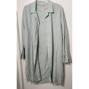 Coldwater‎ Creek Set Linen Shirt & Shift Dress XL Pastel Green Vintage Coastal